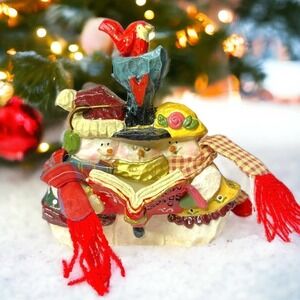 Kurt Adler Snowtown Figurine Snowfolk Loving Couple & Kid Snowmen